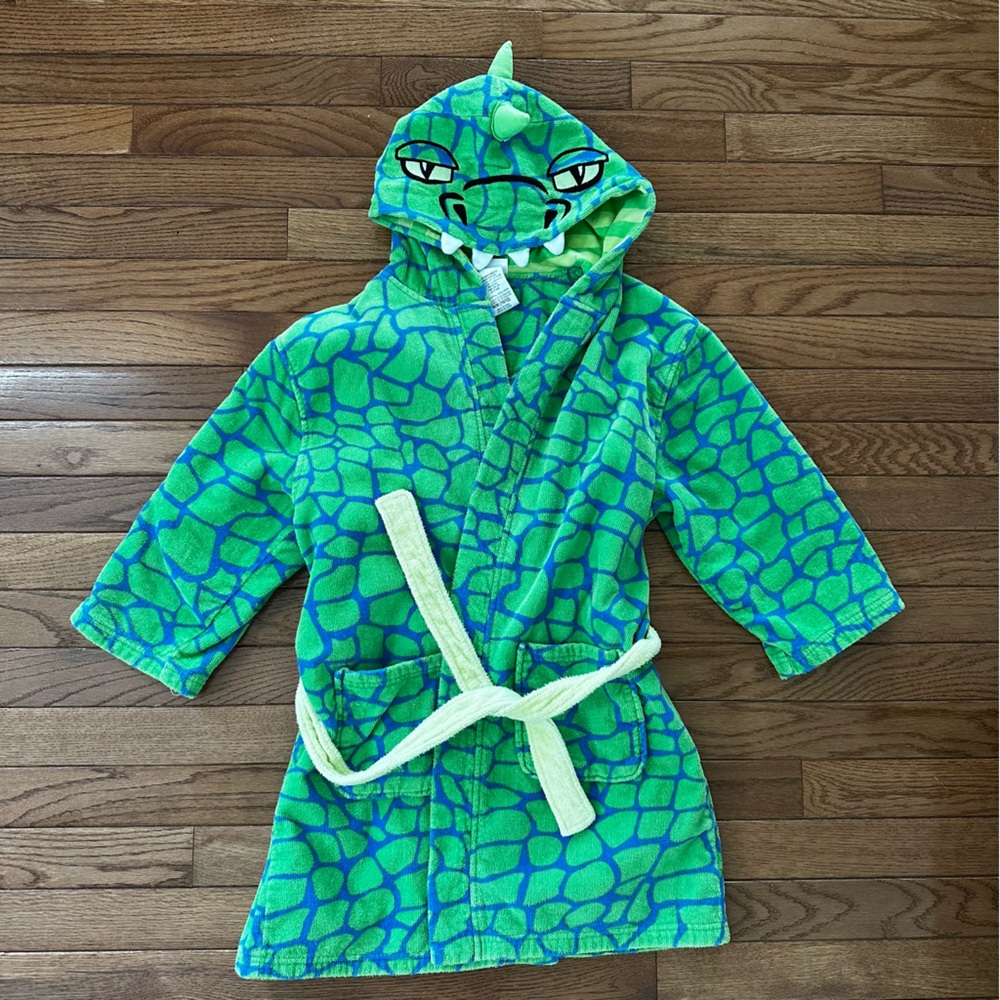 💦 🦖SAINT EVE SWIM Dinosaur Hooded Bathrobe kids bathrobe size 10 size 12 youth